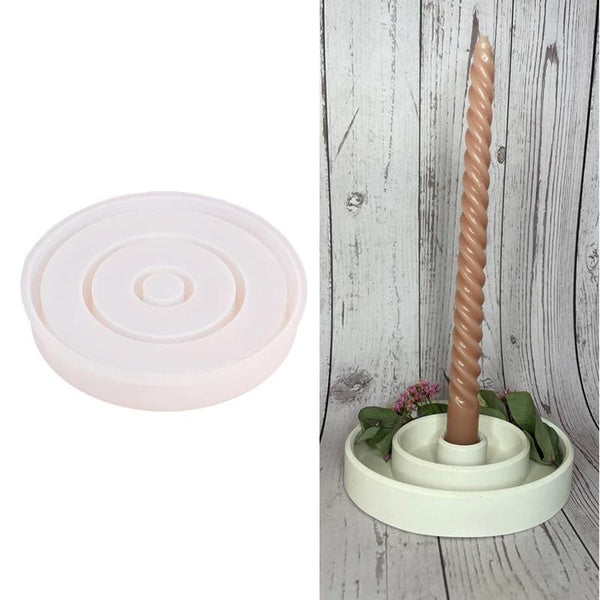 Circle Concrete Candle Holder Tray Mold Plaster Lipstick Storage Box Mould Silicone Resin Making Molds Jewelry Display Tray Mold