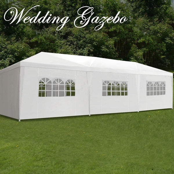 10'x30' Outdoor Awnings Gazebo Canopy Wedding Party Tent with 7 Removable Walls