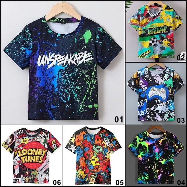 Boys Girls 3D Printed T-Shirts Crew Neck Casual Short Sleeve Tees for Youth Size 3-10 Years