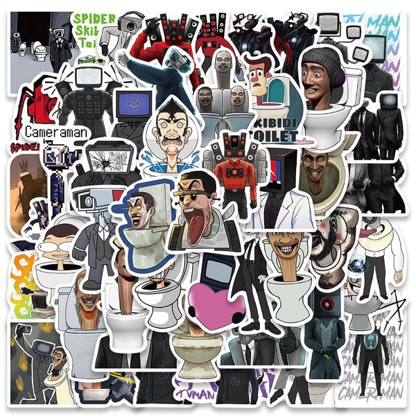 10-50Pcs Skibidi Toilet Stickers Funny Game Graffiti Stickers for DIY Luggage Laptop Skateboard Motorcycle Bicycle Stickers