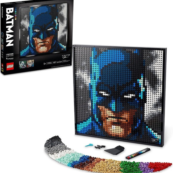 LEGO Art Jim Lee Batman Collection 31205 Building Blocks - Superhero Canvas Wall Decor with Joker, Harley Quinn, or Batman Portraits, DC Comics DIY P