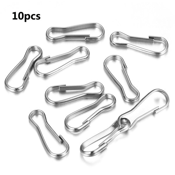 10 pièces Snap ressort crochets anneaux Clip métal argent pour carte d'identité extérieure Paracord porte-clés fermeture éclair tire téléphone longes