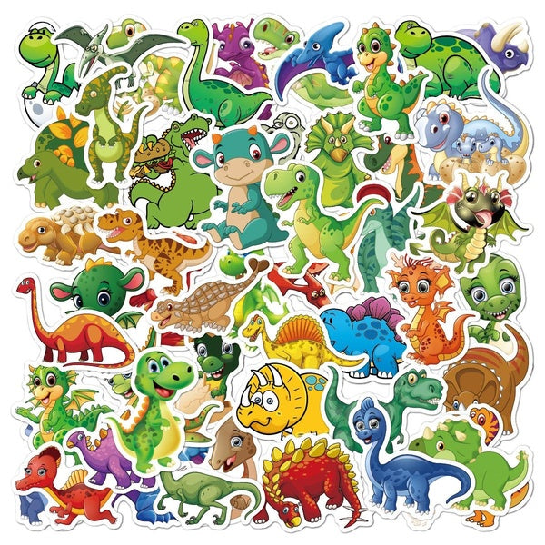10-25-50PCS Dinosaur Sticker Cartoon Graffiti Stickers Water Bottle Laptop Phone Bicycle Luggage Case Skateboard Children Adult Sticker