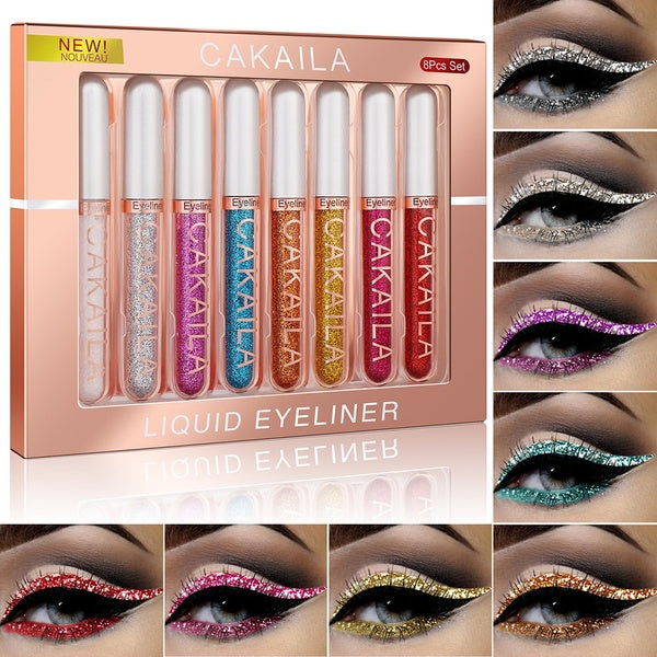 8 Colors-Set Matte Glitter Color Eyeliner Kit Makeup Waterproof Long Lasting Quick Dry Colorful Eye Liner Pen Make Up