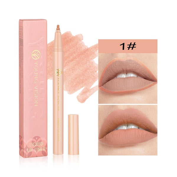 YOUNG VISION matte liquid lip liner sponge gourd head matte nude color waterproof lip glaze lipstick pencil