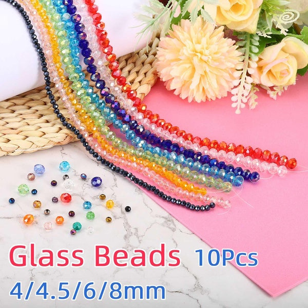 4mm-4.5mm-6mm-8mm Crystal Rondelle Faceted Beads Crystal Beads Glass Beads for Jewelry Making Bracelet Making DIY Jewelry Accessories Craft Supplies Matron Inn