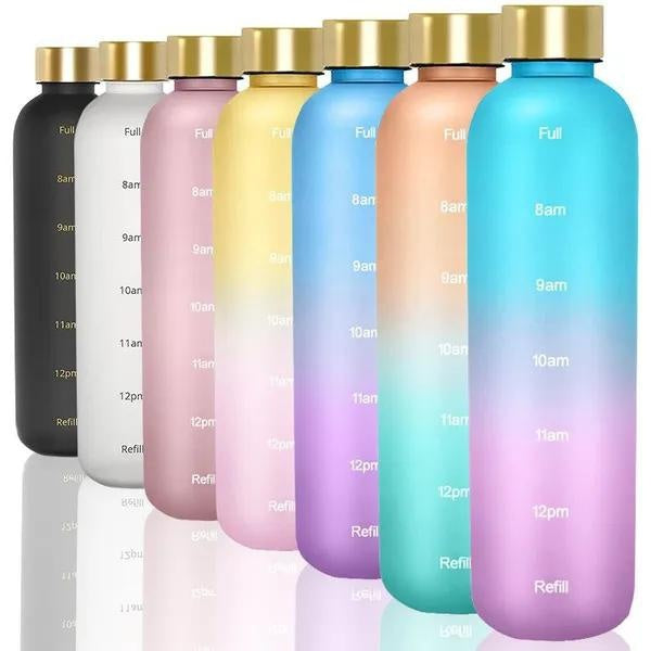 Bouteilles d'eau avec marqueur de temps Bouteilles d'eau en plastique étanches de grande capacité Bouteilles d'eau givrées mignonnes pour le fitness,