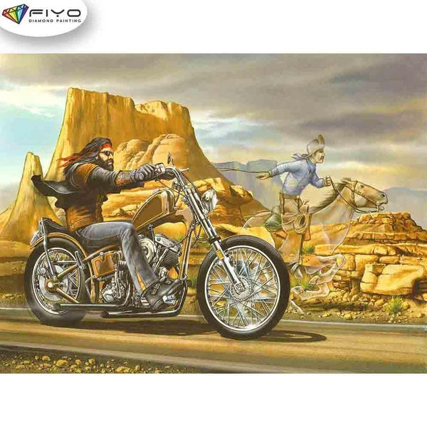 FIYO Fast Motorcycles and Fast Horses Diamond Painting Kits For Adults DIY 5D Diamond Mosaic Diamond Painting Home and Kitchen Fashion Canvas Picture