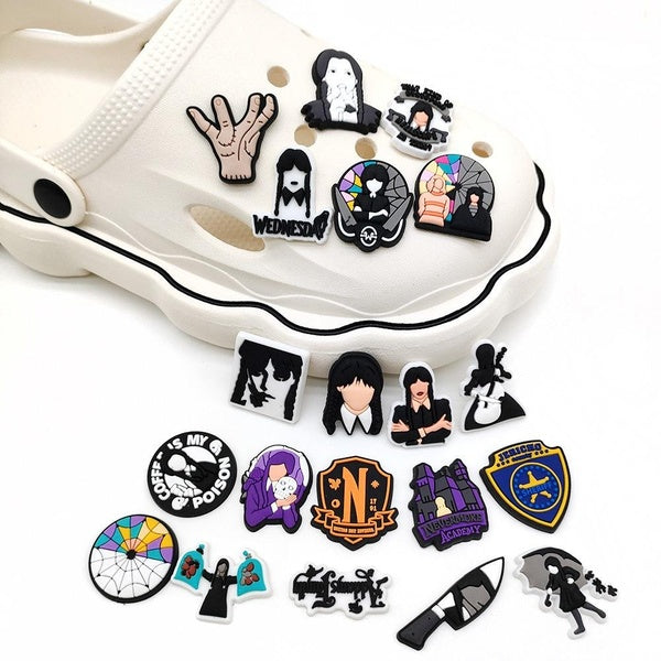 Wednesday Shoe Charms Decoration Shoes Accessories for Kid's Party gifts 20 pcs