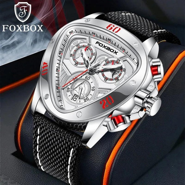 FOXBOX 2023 mode Triangle montre pour hommes et femmes luxe hommes montres affaires décontracté étanche Quartz horloge cadeau montre + boîte