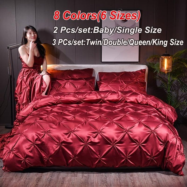 Home Decor 8 Color New Bedroom Solid Color Handmade Pinch Pleated Home Bedding Sets Baby Single Twin Double Queen King Size Pure Color Bed Duvet Cove