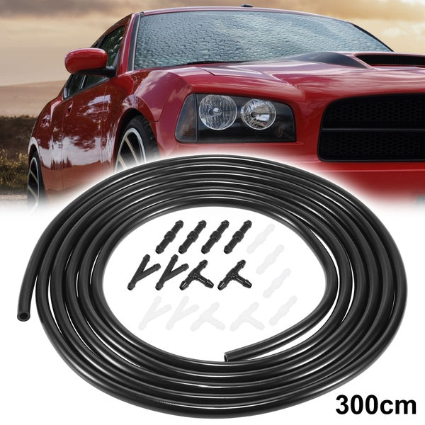 Universal Car Windshield Washer Hose Kit 300cm 10ft Windshield Washer Fluid Hose with Connectors