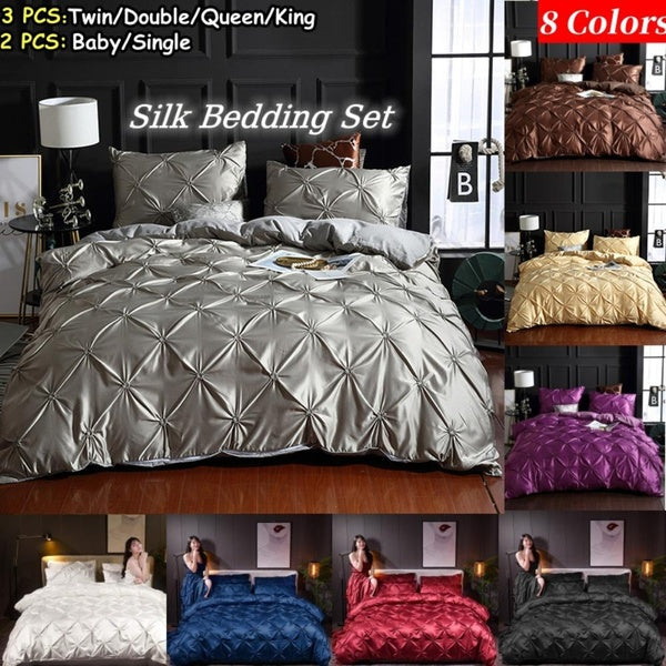 New Bedroom Decor 8 Solid Colors Comforter Cover Set Handmade Pinch Pleated Home Bedding Sets Baby-Single-Twin-Double-Queen-King Size Pure Color Bed