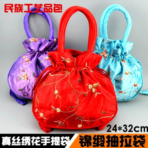 Kits retro pure silk embroidered handbags brocade smoked pull bags jewellery bags