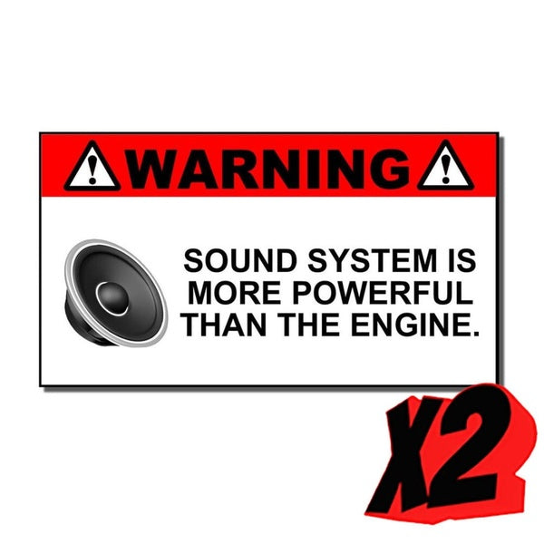 2X Funny Sound System Warning Sub woofer JDM Car Truck Vinyl Sticker Decal