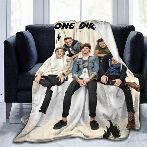 One Direction Printed Blanket Throw Blanket Flannel Blanket Soft Fleece Blanket for Home Couch Bed Sofa Kid Adult All Season Blankets Gift