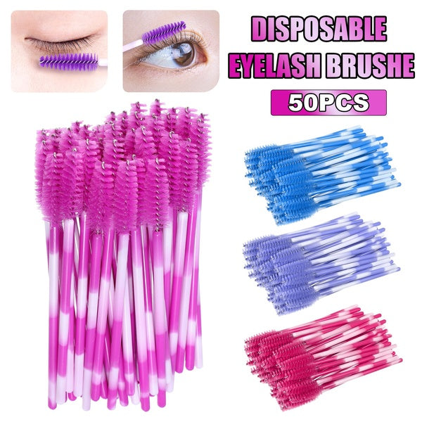 50 pièces jetables Spoolie sourcil brosse Spoolies cils baguette yeux sourcils brosse Mascara baguette maquillage pinceaux outils