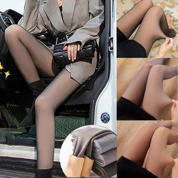 Leggings chauds d'hiver pour femmes faux Leggings translucides collants en molleton Leggings corps mince porter des collants chauds taille haute