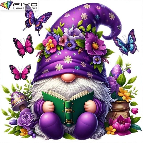 FIYO Butterfly Gnome DIY 5D Diamond Painting Full Drill with Number Kits Home and Kitchen Fashion Mosaic Diamond Painting Canvas Wall Decoration Gift
