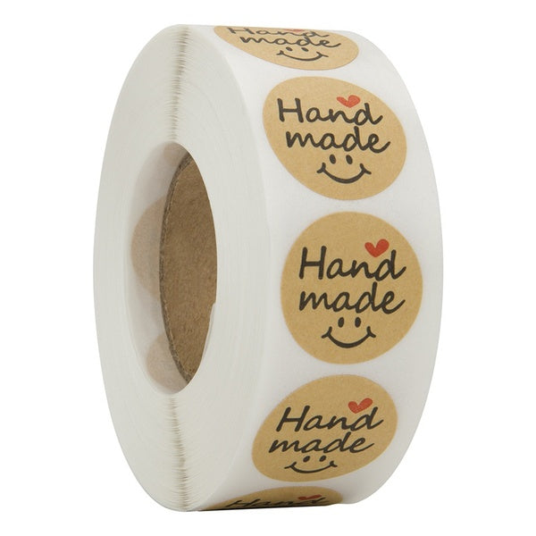100-500pcs Vintage Kraft Paper Stickers Round"Handmade" Scrapbook Gift Stationery Label Stickers
