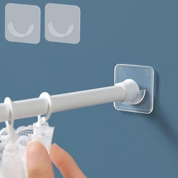8Pcs Shower Rod Holder, Tension Curtain Rod Bracket No Drilling, Adhesive Shower Rod Retainer Shower Curtain Rod Holder