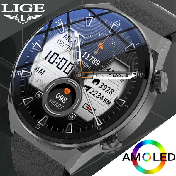 Lige hommes d'affaires montre intelligente sport AMOLED 454*454 écran NFC contrôle d'accès Smartwatch Bluetooth appel horloge étanche 2022