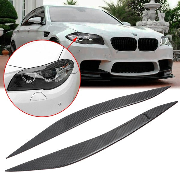 For BMW 5-Series F10 2011-2017 Real Carbon Fiber Car Headlight Eyebrow Eyelid Molding Cover Trim Decals