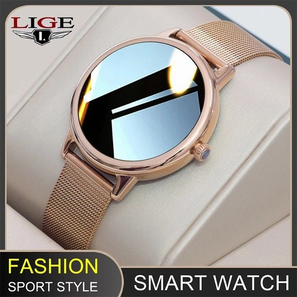 LIGE Super Slim Mode Femmes Smart Watch 2022 Full Touch Écran Rond Smartwatch pour Moniteur de Fréquence Cardiaque