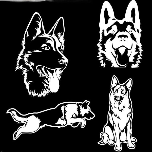 Set of 4 German Shepherd Dog Decal Vinyl Sticker