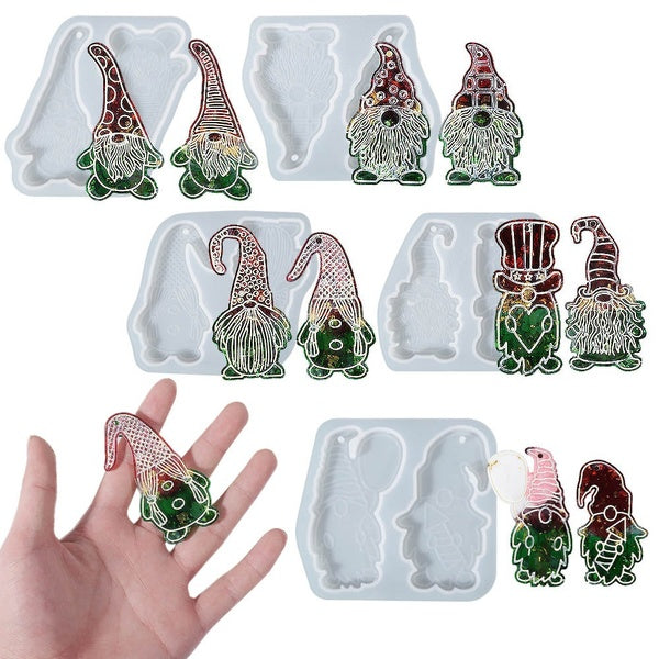 DIY Christmas Santa Claus Hanging Ornaments Resin Molds Crystal Silicone Moulds for Epoxy Resin Handmade Home Christmas Tree Decorations Craft Making