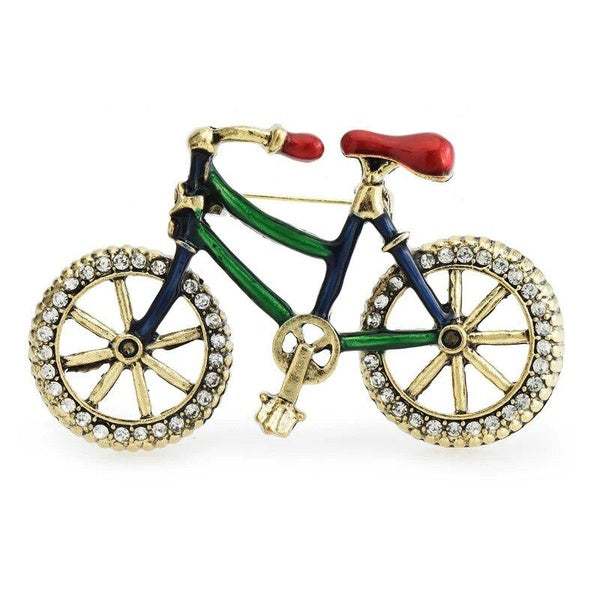 Lovely Bicycle Brooches For Women Enamel Rhinestone Bike Vehicle Brooch Pins Gifts