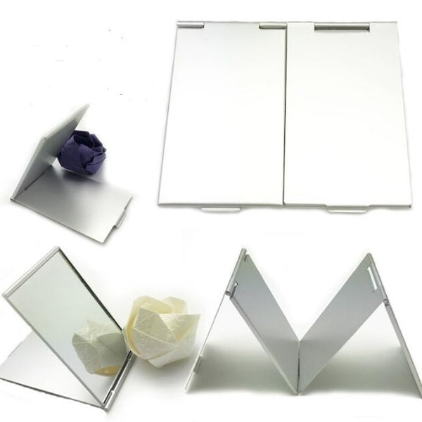 1pcs Ultra-thin Make Up Pocket Mirror Cosmetic Rectangle Foldable Silver Makeup Mirrors Gift For Girl