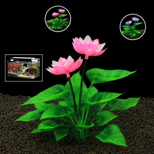 Simulé Eau Herbe Artificielle Fleur De Lotus Aquarium Paysage Décoration Sous-Marine Herbe Ornement Plante Fish Tank Décoration