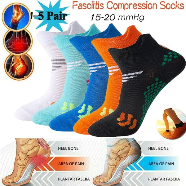 1-5 Pairs Compression Socks Plantar Fasciitis Arch Ankle Running Support Men Women