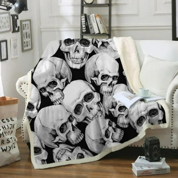 Stylish Skull Print Fleece Blanket to Keep You Warm During Winter