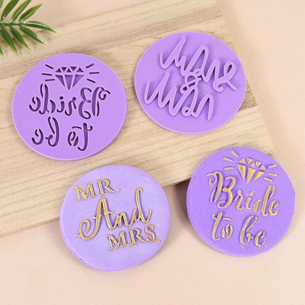 Bride To Be Mr Mrs Wedding Cookie Cutter Stamp Biscuit Embossed Mould Bridal Shower Party DIY Fondant Cake Decorating Tools