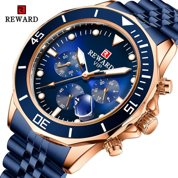 Nouvelle montre de mode hommes avec haut en acier inoxydable marque de luxe sport chronographe montre à quartz étanche décontracté Sport Relogio Masc