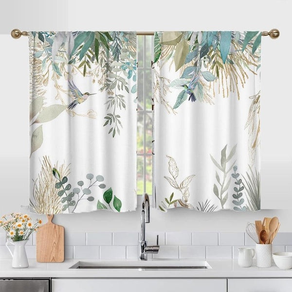 2 Panels Kitchen Short Curtain - Embroidered Cafe Style for Privacy, Easy to Clean Washable kitchen curtains
