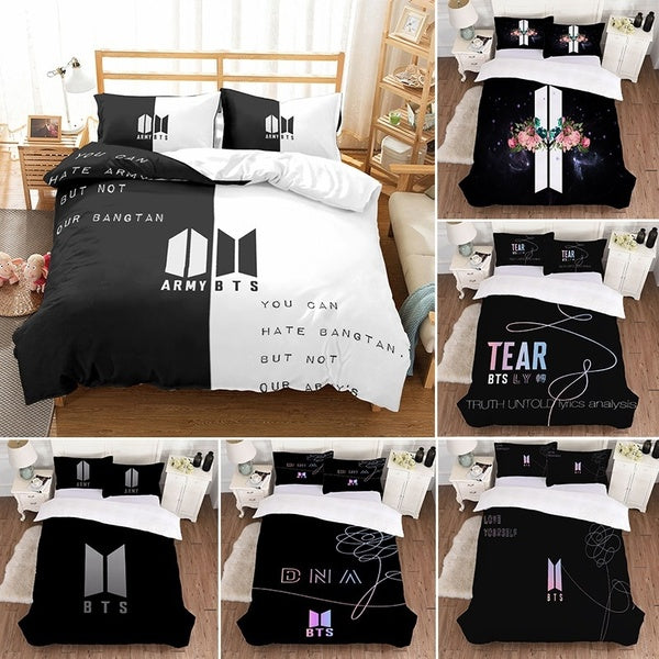 K-pop Fans Gifts Singer Boys Pattern Duvet Cover with Pillow Cover Bedding Set Single Double Twin Full Queen Size Bed Cover Bedroom Decor