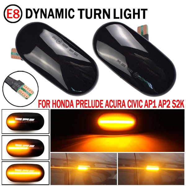 2PCS Led Dynamic Side Marker Turn Signal Light Sequential Blinker For HONDA Prelude CRX S2000 Integra Fit Del Sol Acura Civic