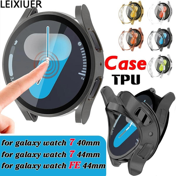 LEIXIUER TPU Case for Samsung Galaxy Watch 7 44mm 40mm Plated Screen Protector All-around Bumper Shell for Galaxy Watch FE 40mm Cover(1 PC Case）