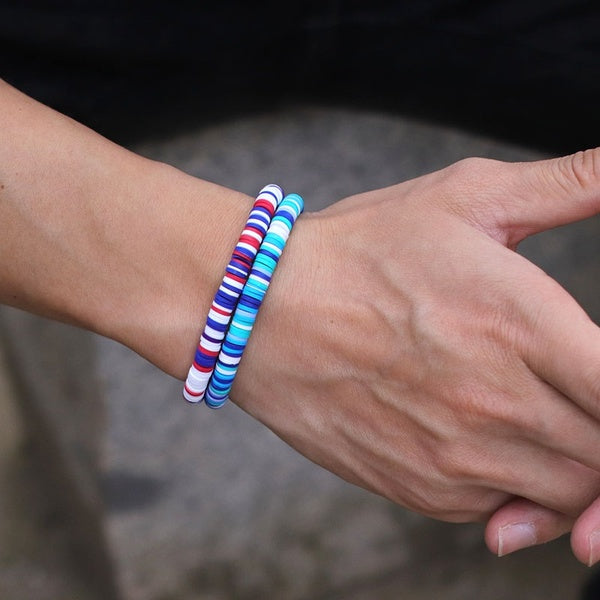 Boho Ethnic Handmade Polymer Clay Bracelet Charms 6mm Mixcolor Bracelet & Bangle For Women Men Wrist Summer Beach Jewelry