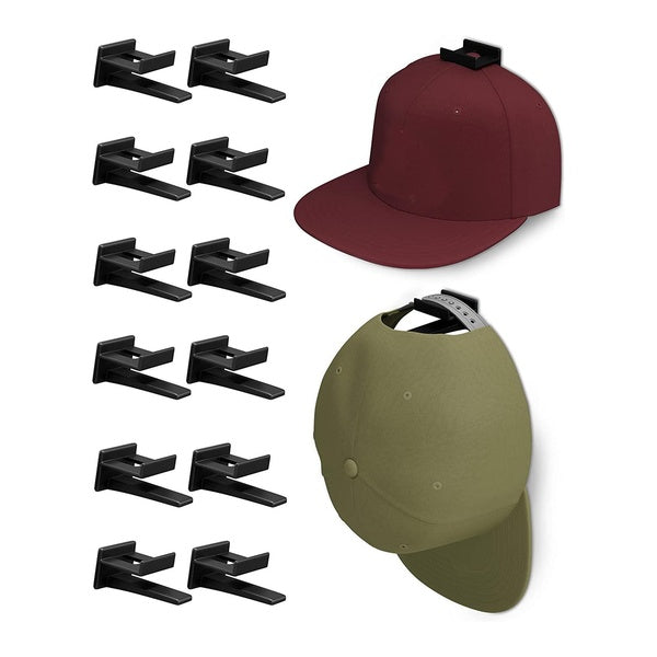 12PCS Baseball Caps Rack Hat Holder Rack Organizer Storage Baseball Caps Hangers No Drilling Paste Rack Hanging Organizer for Closet Door Wall