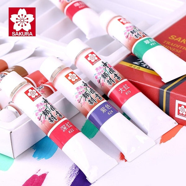 SAKURA 1 pièces Portable peinture chinoise Pigment aquarelle peinture Pigment 12 ML Acuarelas paysage dessin Art fournitures Pigment XTCW