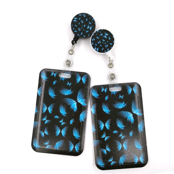 1pc papillon monarque bleu mignon couverture de carte de crédit lanière sacs rétractable Badge bobine étudiant infirmière exposition Enfermera nom Cl