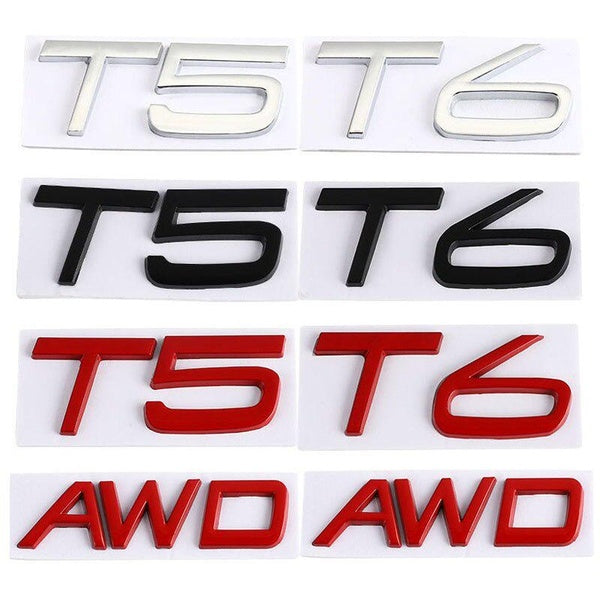 AWD T5 T6 logo Car Sticker Emblem Trunk Badge Decals for Volvo V40 V60 V90 XC60 XC90 XC40 S60 S90 S80 C30