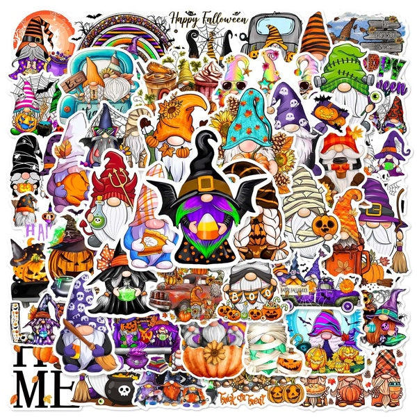 10-50pcs Halloween Gnome Stickers Dwarf Sticker For Luggage Skateboard Phone Laptop Moto Bicycle Guitar Waterproof PVC Stickers