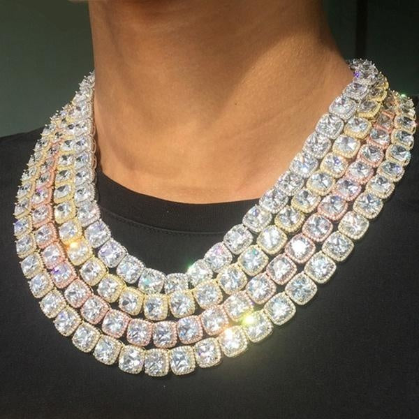 8-10-12-14-16-18-20-22-24inch Hip Hop Jewelry Cuban Link Chain Iced Out Tennis Chain Necklace Diamond Necklace Bracelet for Men Women Fashion Jewelry