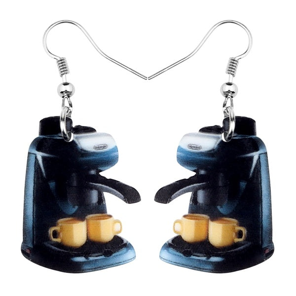 Acrylic Sweet Coffee Machine Earrings Fashion Big Dangle Novelty Long Drop Jewelry for Women Teens Girls Gifts Charms Accessories