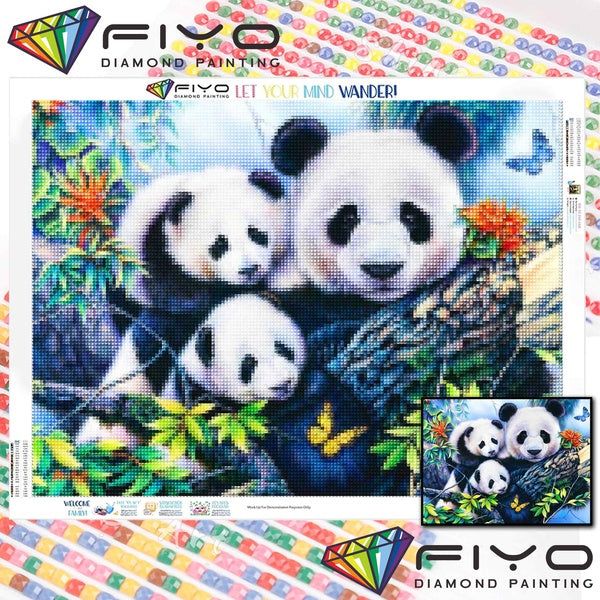 FIYO Pandas DIY 5D Diamond Painting Full Drill with Number Kits Home and Kitchen Fashion Mosaic Diamond Painting Canvas Wall Decoration Gift Crafts f